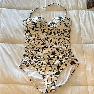 Women’s Floral Swimwear in Navy and White